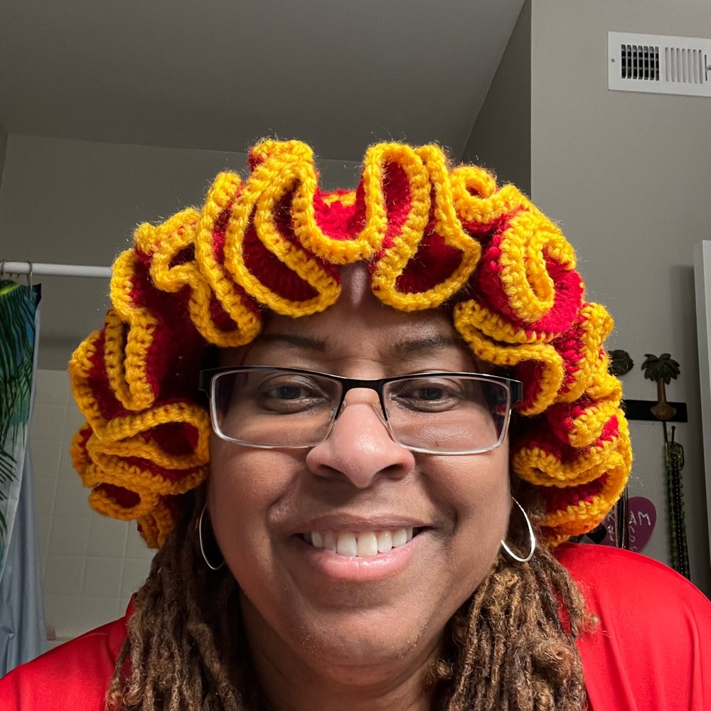 Handcrafted Red and Yellow Textured Crochet floppy Hat
